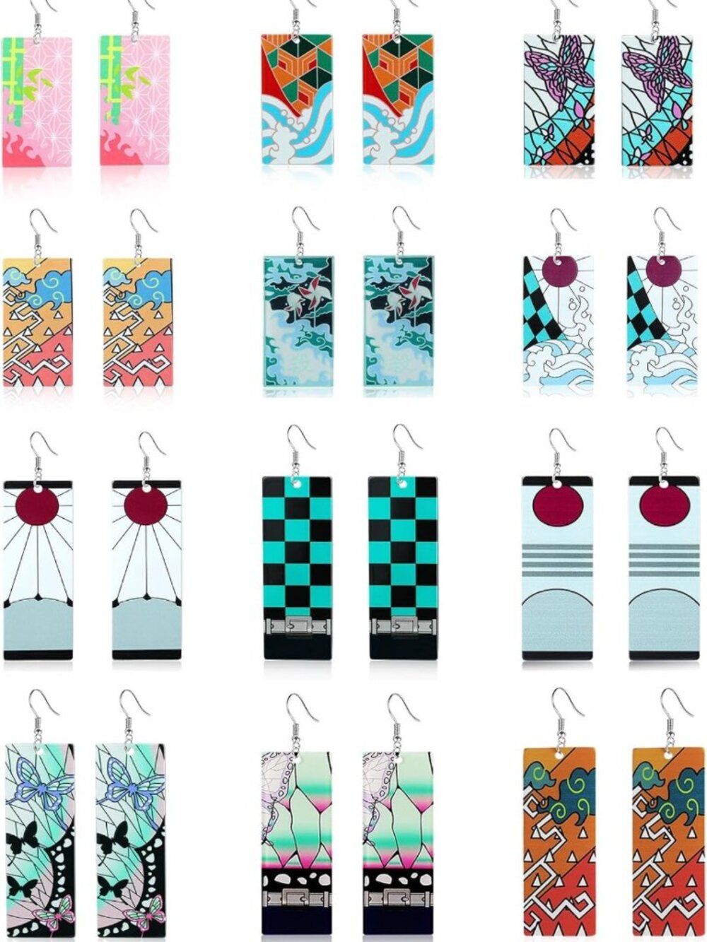 12 Pairs Women's Anime Earrings - Tanjiro Inspired Demon Slayer Jewelry